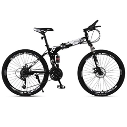 Dsrgwe Folding Mountain Bike 26inch Mountain Bikes, Foldable Hardtail Mountain Bicycles, Carbon Steel Frame, Dual Disc Brake and Dual Suspension (Color : Black+White, Size : 21 Speed)