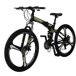 EUROBIKE Bike 27.5 inches Full Suspension Folding Mountain Bike 21 Speed Foldable Bicycle Men or Women MTB for Afult (Green 2)
