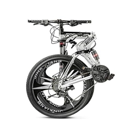 BSWL Folding Mountain Bike 27 Variable Three Cutter Wheel Speed Adult Off-Road Mountain Bike Men And Women Bicycle Folding Variable Speed Double Shock Absorber Student Racing, Black And White, 26