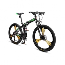 8haowenju Mountain Bike, Bicycle, Foldable, Adult Male Speed Mountain Bike, 26" 27-speed, Double Shock Absorption (Color : Black green, Edition : 27 speed)