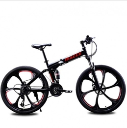 A&ZMYOU Folding Mountain Bike A&ZMYOU 24 inch / 26 inch folding bicycle mountain bike speed double damping gear bicycle 24 speed / 27 speed (Color : BLack, Size : B-24 speed-26 inches)