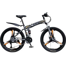 AANAN Folding Mountain Bike AANAN Folding Mountain Bike - Double Disc Brake Folding Mountain Bike variable Speed Bicycle Double Shock Effect and Ergonomic Cushion (Color : Orange, Size : 27.5inch)