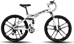 ADAPEY Mountain Bike Mountain Bike Folding Bike Foldable Bicycle MTB Adult Mountain Bike Folding Road Bicycles For Men And Women 26In Wheels Speed Double Disc Brake (Color : White, Size : 21 speed)