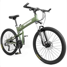 Aoyo Folding Mountain Bike Adult Kids Mountain Bikes, Aluminum Full Suspension Frame Hardtail Mountain Bike, Folding Mountain Bicycle, Adjustable Seat, Black, 29 Inch 30 Speed, (Color : Green, Size : 26 Inch 30 Speed)