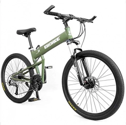 IMBM Bike Adult Kids Mountain Bikes, Aluminum Full Suspension Frame Hardtail Mountain Bike, Folding Mountain Bicycle, Adjustable Seat (Color : Green, Size : 26 Inch 30 Speed)