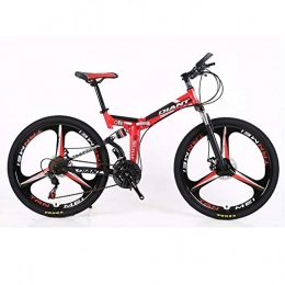 XIGE Bike Adult Men's Mountain Bikes MTB, 26 Inch / 24 Inch Mountain Trail Bike High Carbon Steel Full Suspension Frame Bicycles 21 Speed Gears Mountain Bicycle Aluminum Racing-red-26inch21speed
