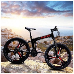 ATRNA Bike Adult Mountain Bike, 26 inch Mountain Trail Bike High Carbon Steel Folding Outroad Bicycles Full Suspension Gears Dual Disc Brakes Mountain Bicycle