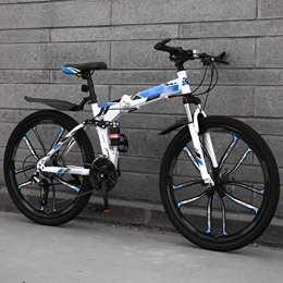 HFMY Folding Mountain Bike Adult Mountain Bike, 26 inch Wheels, Mountain Trail Bike High Carbon Steel Folding Outroad Bicycles, 27-Speed Bicycle Full Suspension MTB ​​Gears Dual Disc Brakes Mountain Bicycle