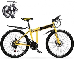 YSSJT Bike Adult mountain bike folding student variable speed 24 inch 26 inch double disc brake bicycle city bike fat tire double shock absorber racing city bike-Yellow