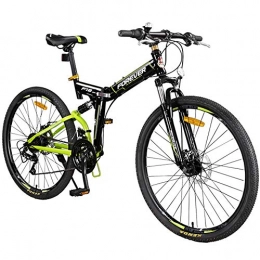 BQSWYD Folding Mountain Bike Adult Mountain Bikes 26 Inch Folding Bicycles Featuring 24 Speed High Carbon Steel Full Suspension Frame Mountain Trail Bike Dual Disc Brakes Variable Speed Bikes Racing Mountain Bicycle