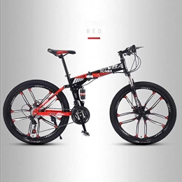 Adult Mountain Bikes - 26 Inch Steel Carbon Mountain Trail Bike High Carbon Steel Full Suspension Frame Folding Bicycles - 21 Speed Gears Dual Disc Brakes Mountain Bicycle
