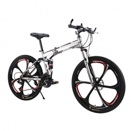 Adult Mountain Bikes 26Inch Mountain Trail Bike High Carbon Steel Folding Bicycles, 21 Speed Bicycle Full Suspension MTB - Gears Dual Disc Brakes Mountain Bicycle Road Bike, Adult Men Women Bike