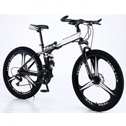 FGKLU Bike Adults Folding Mountain Bike, 26 Inch Dual Disc Brakes Bicycle Mountain Bike, 21 Speed High Carbon Steel Frame MTB Bicycle for Women Men, C