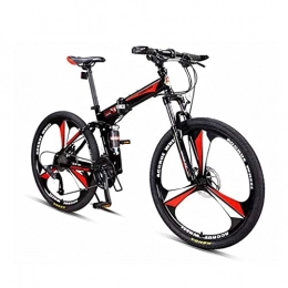 M-YN Folding Mountain Bike Adults Folding Mountain Bikes With 26 Inch Wheels Sturdy 27 Speed Bicycle With Dual Disc Brakes Front Suspension Fork For Men & Women(Color:red)