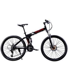 TTW Bike Adults Mountain Bike 21 / 24 / 27 Speeds Off-road Double Shock Absorption Bicycle 24 / 26 Inch High Carbon Soft Tail Folding Bicycle with Dual Disc Brakes, Black, C 24 Inch 24S