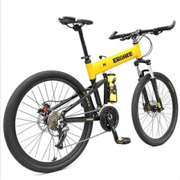 YANQ Bike Adults Mountain Bike, Mountain Bicycle Frame Aluminum, Folding Mountain Bike, Unisex Front Suspension Bikes, Black, 29 inch 27 Speed, Yellow, 29 Inch 30 Speed