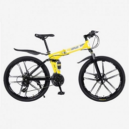 Alapaste Bike Alapaste Thicken Durable Firm High Carbon Steel Material Bike, Performance Stable Foldable Mountain Bikes, 34.1 Inch 21 Speed Full Suspension Bike-Yellow 34.1 inch.21 speed