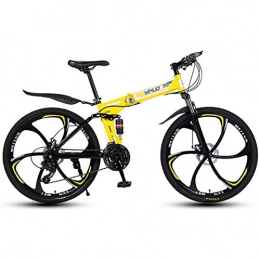 Alapaste Widen Texture Dedicated Tires Bike,Performance Stable Full Suspension Mountain Bikes,34.1 Inch 24 Speed Foldable Soft Tail Bike-Yellow 34.1 inch.24 speed
