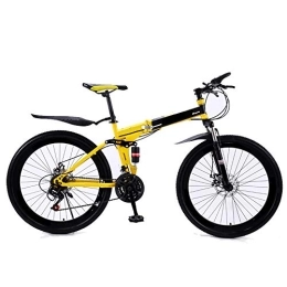 All-Purpose Foldable Mountain Bike 26 Inches, 21/24/27 Speed Gear Bike Spokes for Adult Ladies Men Unisex Folding Hardtail Mountain Bike,Yellow,21 stage shift