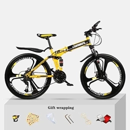 DYB Folding Mountain Bike All Terrain Mountain Bike, Folding Mountain Bike, 26" 30 Speed Shock Absorbing Cross Country Mountain Bike Front And Rear Double Suspension System Quick Folding for Easy Carrying