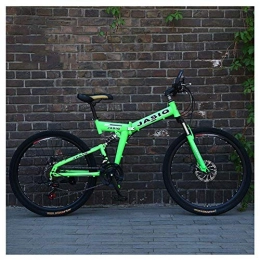 Allamp Folding Mountain Bike Allamp Outdoor sports 26 Inch Mountain Bike High Carbon Steel Folding Bicycle with 24 Speeds Disc Brake Dual Suspension Urban Commuter City Bicycle (Color : Green)