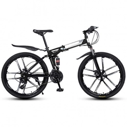 Allamp Folding Mountain Bike Allamp Outdoor sports Folding Bike 27 Speed Mountain Bike 26 Inches OffRoad Wheels Dual Suspension Bicycle And Double Disc Brake (Color : Black)