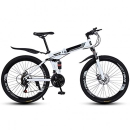 Allamp Bike Allamp Outdoor sports Folding Mountain Bike 21 Speed Mountain Bike 26 Inches Dual Suspension Bicycle And Double Disc Brake (Color : White)