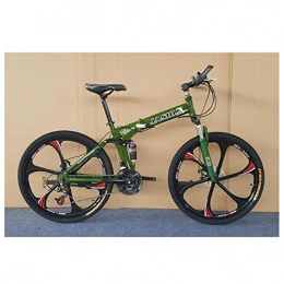 Allamp Folding Mountain Bike Allamp Outdoor sports Folding Mountain Bike Folding Bicycle Double Shock Absorption And Disc Brakes Shift Adult Male And Female Students 26 Inch 27 Speed (Color : Green)