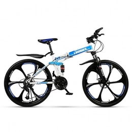 Allamp Bike Allamp Outdoor sports Mountain Bike 26 Inch Wheel Steel Frame Spoke Wheels Dual Suspension Road Bicycle 21 Speed Folding Bike (Color : Blue)