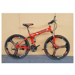 Allamp Folding Mountain Bike Allamp Outdoor sports Mountain Bike, Folding Bike, 26" Inch 3Spoke Wheels HighCarbon Steel Frame, 27 Speed Dual Suspension Folding Bike with Disc Brake (Color : Red)