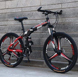 Alqn Bike ALQN 26 inch Wheel Folding Mountain Bike, Dual Suspension for Men and Women Bicycle, High Carbon Steel Frame, Steel Disc Brake, Black, 27 Speed