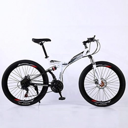 WSZGR Bike Aluminum Alloy High Carbon Steel Mountain Bike, Lightweight Mountain Bike, 26 Inch Dual Disc Brake Shock Absorption Bicycle White 26", 24-speed