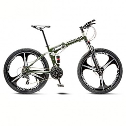 AMAIRS Folding Mountain Bike AMAIRS Folding Mountain Bike, 26" 30-Speed Fully Shock-Absorbing Road Bicycle Lockable Front Fork Three-Knife Integrated Wheel Bike Suitable for Urban Commuting Outdoor Riding, 3 Green