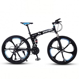 AMAIRS Folding Mountain Bike AMAIRS Folding Mountain Bike, 27-Speed Full Suspension Lockable Mountain Bike for Adult and Teenager 26in Dual Disc Brakes Suitable for Urban Commuting Outdoor Activities, Black, Six Knife Wheels