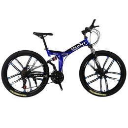 AMIHOOL Mountain Bike, 26 inch Wheels, Mountain Trail Bike Folding Outroad Bicycles, 21-Speed Bicycle Full Suspension MTB Gears Dual Disc Brakes Mountain Bicycle (Blue)