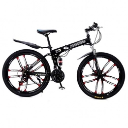 ANJING Bike ANJING Folding Mountain Bike 21 Speed 24 / 26 inch Bicycle with Double Disc Brakes and Double Suspension for Adult, C, 26Inch