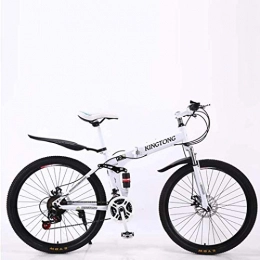 Aoyo Bike Aoyo Mountain Bike Folding Bikes, 27-Speed Double Disc Brake Full Suspension Anti-Slip, Lightweight Aluminum Frame, Suspension Fork, (Color : White1, Size : 24 inch)