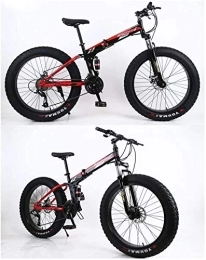 Aoyo Folding Mountain Bike Aoyo Mountain Bikes, Folding, Bicycles, Beach, 26 Inch 24 Speed Gears, Mountain Trail Bicycle, All-Terrain, High Carbon Steel, Fat Tire, Bike, Double Disc Brake, Dual Suspension Frame, (Color : Black and red)