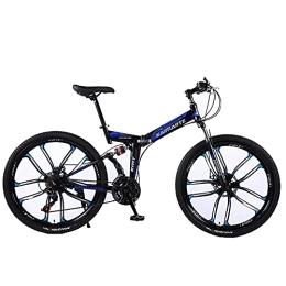 ASPZQ Bike ASPZQ Folding Mountain Bike, Double Disc Brakes, Double Shock Absorption, Variable Speed Mountain Bike, One-Wheeled Bicycle, A, 24 inch 27 speed