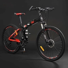 ASUMUI Folding Mountain Bike ASUMUI Mountain Bike 24 / 26 Inch Adult Folding Off-road 24 / 27 Variable Speed Male and Female Student Bicycle (red 24)