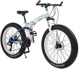 AYHa Bike AYHa Adult Mountain Bikes, Foldable Frame Fat Tire Dual-Suspension Mountain Bicycle, High-Carbon Steel Frame, All Terrain Mountain Bike, 24" White, 27 Speed