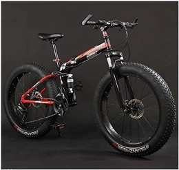 AYHa Bike AYHa Adult Mountain Bikes, Foldable Frame Fat Tire Dual-Suspension Mountain Bicycle, High-Carbon Steel Frame, All Terrain Mountain Bike, 26" Red, 21 Speed