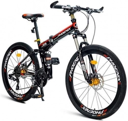 AYHa Bike AYHa Folding Mountain Bikes, 21-Speed Dual Suspension Alpine Bicycle, Dual Disc Brake High-Carbon Steel Frame Anti-Slip Bikes, Kids Men's Womens Bicycle, Black