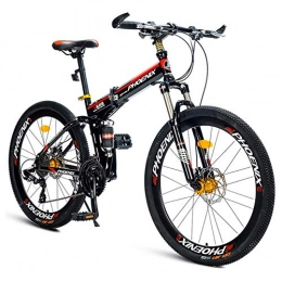 AZYQ Bike AZYQ Folding Mountain Bikes, 21-Speed Dual Suspension Alpine Bicycle, Dual Disc Brake High-Carbon Steel Frame Anti-Slip Bikes, Kids Men's Womens Bicycle, White, Black