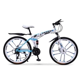 AZYQ Bike AZYQ Mountain Bike Folding Bikes, 21-Speed Double Disc Brake Full Suspension Anti-Slip, Off-Road Variable Speed Racing Bikes for Men and Women, B3, 26 inch