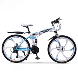 AZYQ Bike AZYQ Mountain Bike Folding Bikes, 27-Speed Double Disc Brake Full Suspension Anti-Slip, Off-Road Variable Speed Racing Bikes for Men and Women, B2, 24 inch
