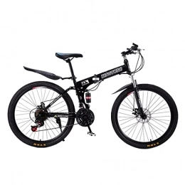 BaiHogi Folding Mountain Bike BaiHogi Professional Racing Bike, Foldable Mountain Bikes 26" Wheel Front Suspension Bike 21 Speed with Double Disc Brake for Men Woman Adult and Teens / Black (Color : Black, Size : 26 inches)