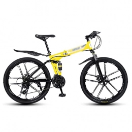 BaiHogi Folding Mountain Bike BaiHogi Professional Racing Bike, Folding Mountain Bike 21 Speed Bicycle 26 Inches Mens MTB Disc Brakes Bicycle for Adults Mens Womens / Yellow / 21 Speed (Color : Yellow, Size : 27 Speed)
