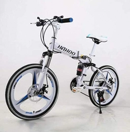 baozge Bike baozge 20 Mountain Bike Folding Bikes Featuring 3 Spoke Double Disc Brake Full Suspension Anti-Slip Suspension Fork-White