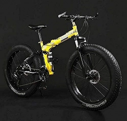 baozge Folding Mountain Bike baozge Folding Mountain Bike Bicycle Fat Tire Dual-Suspension MBT Bikes High-Carbon Steel Frame Double Disc Brake Aluminum Pedals and Stems B 20 inch 30 Speed